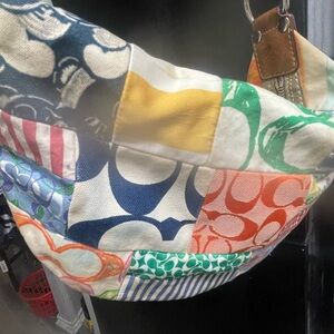 Coach Beige and White Leather Bag